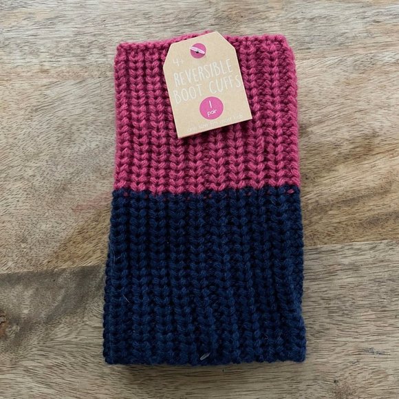 5/$20 NEW OS Girls Knitted Reversible Boot Cuffs - Picture 1 of 4
